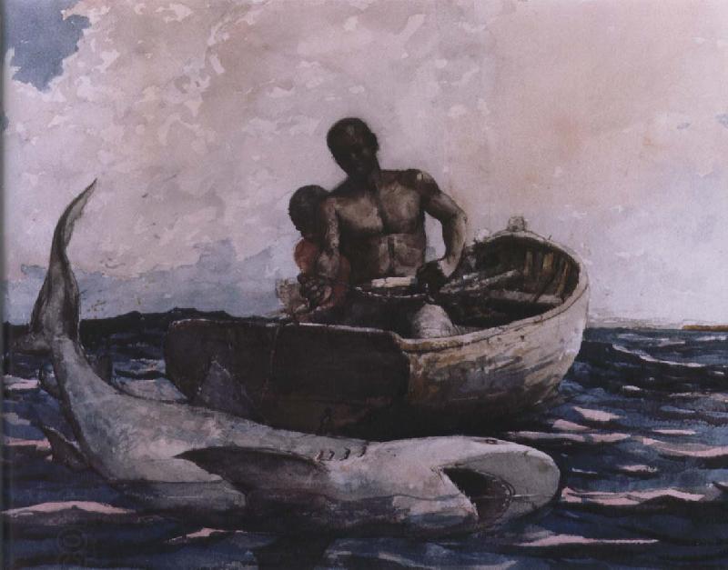 Winslow Homer shark fishing China oil painting art